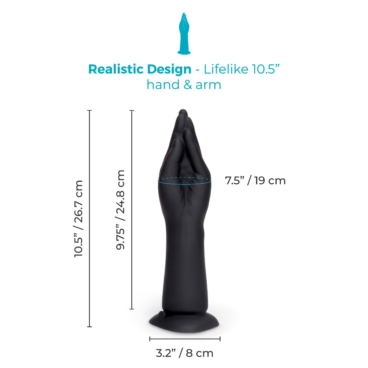 Vibrating Hand Fisting Dildo aus Silikon mit 4 Speed, 6 Modi, Saugnapf & IPX7. Realistische, intensive Stimulation mit Power-Vibration.  Jetzt offiziell bestellen!  Exklusive bei RaiX Shop Konstanz kaufen.