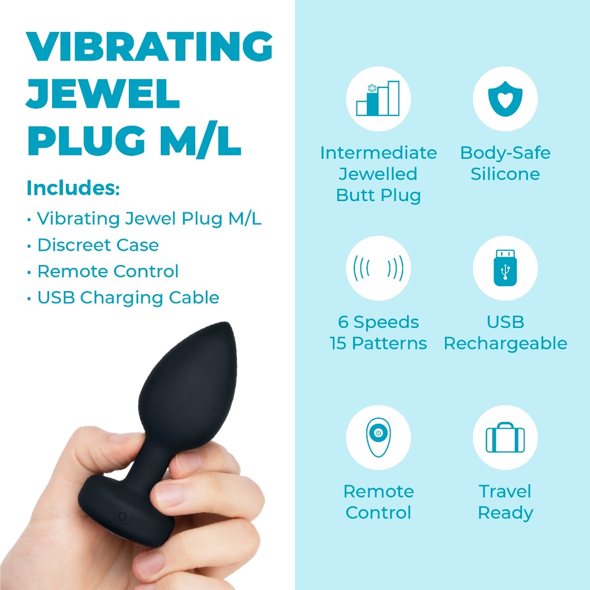 b-Vibe Vibrating Jewel Plug M/L 1 b-Vibe Vibrating Jewel Plug M/L Analplug 21 Modi . Exklusive bei RaiX Shop Konstanz bestellen