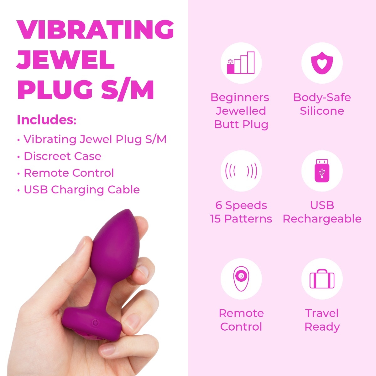 b-Vibe Vibrating Jewel Plug S/M | Luxus Vibrations-Analplug. Offeziel bei RaiX Shop Konstanz bestellen