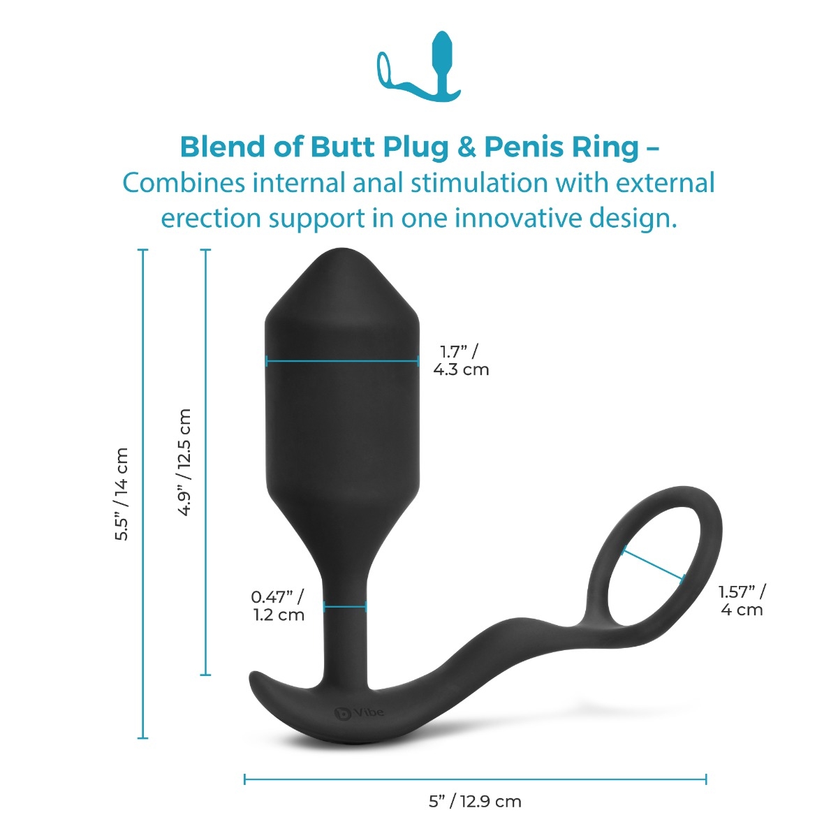 b-Vibe Vibrating Snug & Tug XL | Hybrid Cockring & Analplug. Exklusive bei RaiX Shop Konstanz kaufen