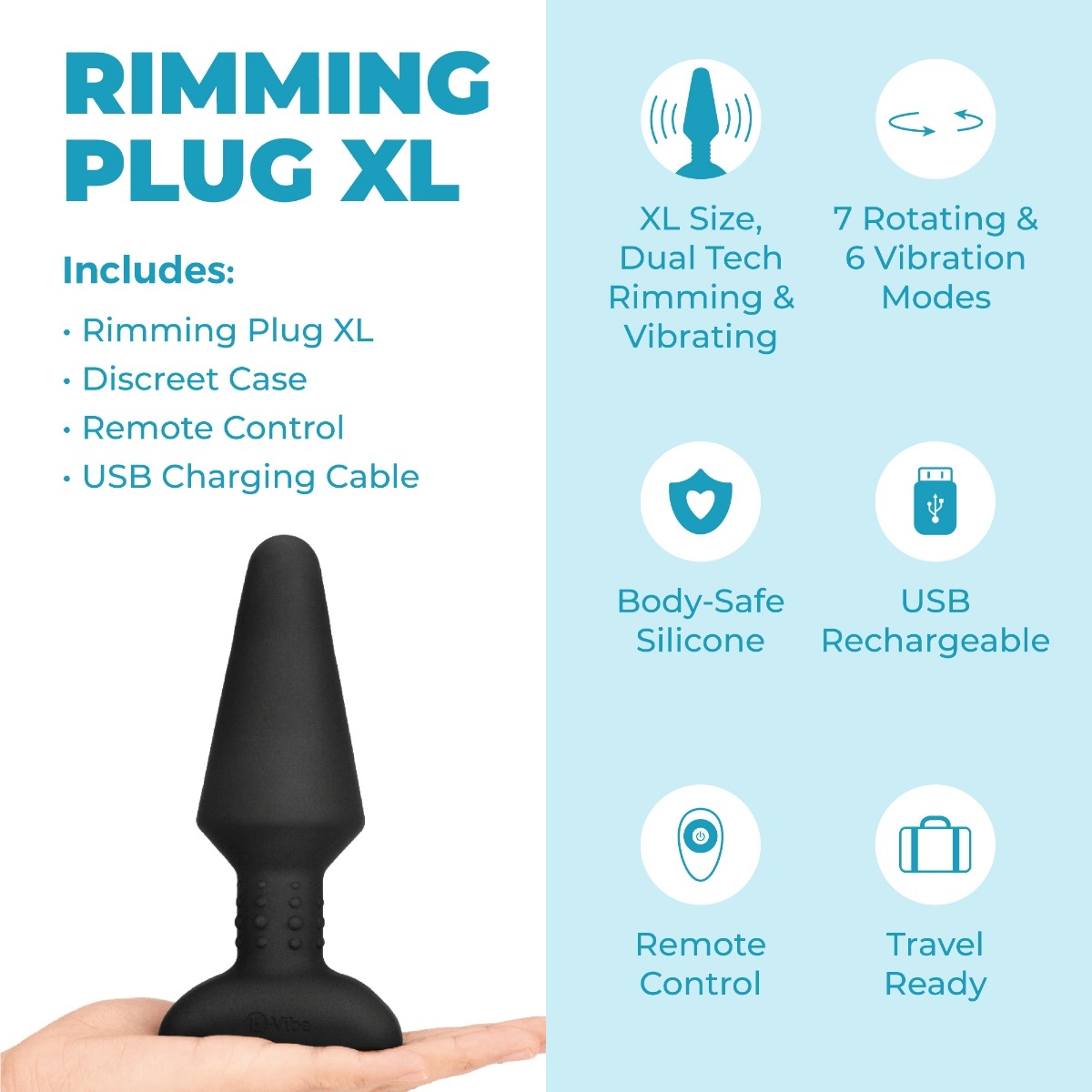 b-Vibe Rimming Plug XL mit 5,5 cm Durchmesser, 13 Modi & Fernbedienung. Für Fortgeschrittene & intensive Tiefenstimulation. Jetzt bei RaiX Shop Konstanz offiziell bestellen!