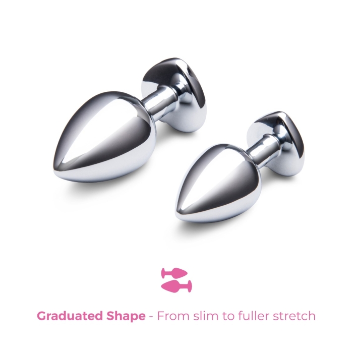 Jewel Heart Metal Butt Plug Training Set (NEW)