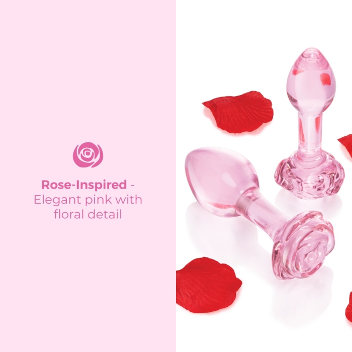 big anal plug insertion Pink Glass Rose Bud Anal Plug – Lovers