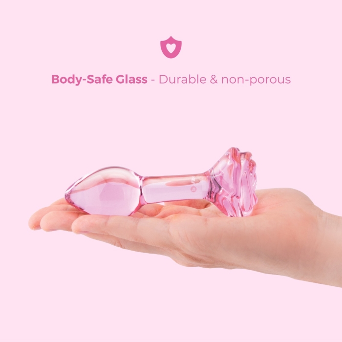 rose glass anal plug Pink Roses Glass Butt Plug Training Set (NEW)