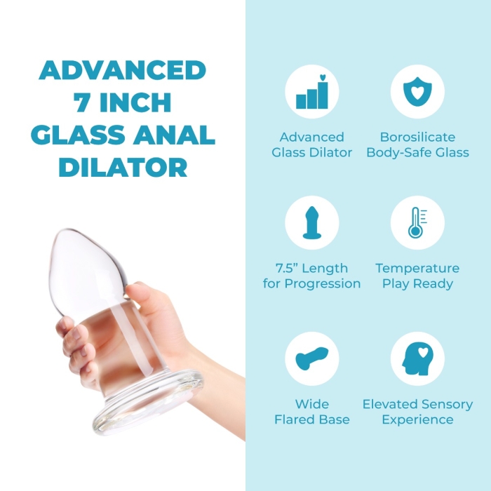 Advanced 7.5 Inch Glass Anal Dilator - Large Glass Butt Plug