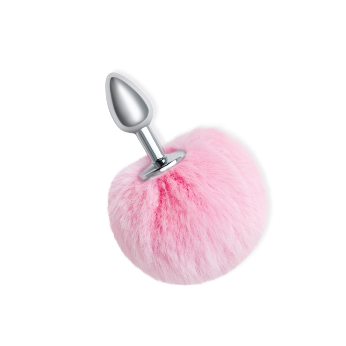 WhipSmart 2.5 Inch Furry Tales Pink Bunny Tail Metal Butt Plug