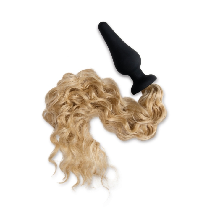 WhipSmart 4 Inch Furry Tales Blonde Pony Tail Silicone Butt Plug