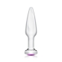 B-Vibe Thick Silver Anal Plug With Purple Stone