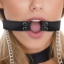 Lux Fetish Open Mouth Gag with Nipple Clips & Satin Blindfold
