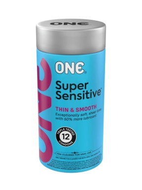 ONE Super Sensitive Thin & Smooth 12 Count Lubricated Latex Condoms