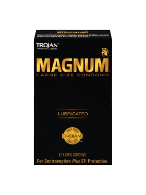 Trojan Magnum Large Size 12 Count Lubricated Latex Condoms