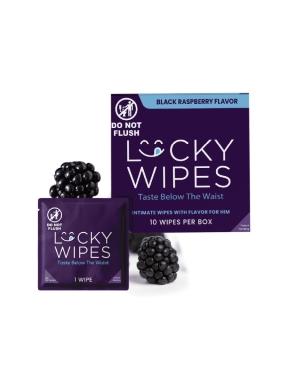 Sweetums Black Raspberry Flavored pH-Balanced Intimate Lucky Wipes for Him