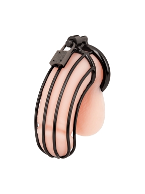 prisoner stainless steel cock cage - black