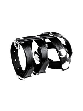 Double Cock And Ball Strap With Leash Lead