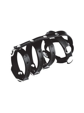 Triple Cock And Ball Strap With Leash Lead