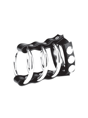 Triple Metal Cock Ring With Adjustable Snap Ball Strap