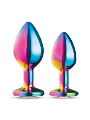 2-Piece Rainbow Bling Metal Butt Plug Anal Training Set