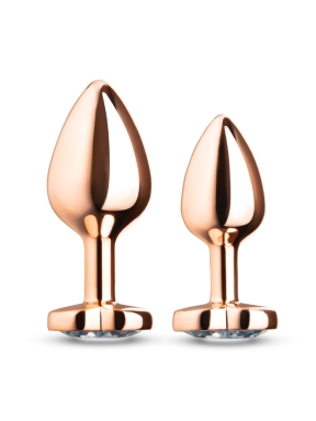 2-Piece Jewel Hearts Metal Butt Plug Anal Training Set