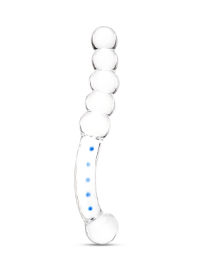 7.75 Inch Blue Ripple Dual-Ended Glass Dildo