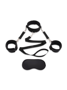 Collar & Leash Set with Removable Cuffs & Satin Blindfold