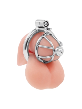 stainless steel inverted micro chastity cage with urethral straw