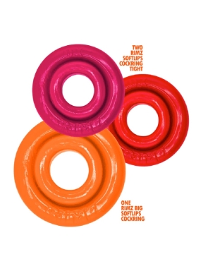 Oxballs Rimringz Multi Size Cock Rings 3-Pack Set - Fire Hots