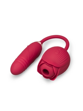 The Suck & Thrust Rose Rechargeable Suction & Thrusting Vibe