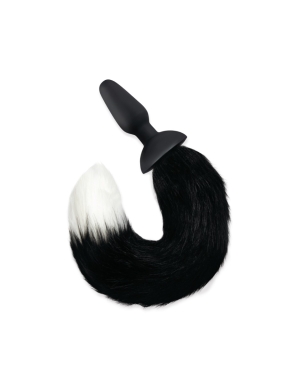 3.75 Inch Furry Tales Black Foxtail Silicone Remote-Controlled Butt Plug