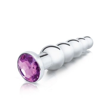 silver anal beads with purple stone