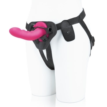 pegasus 6” curved ripple vibrating pegging dildo set with harness