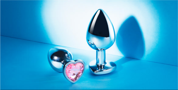 Jewel Heart Metal Butt Plug Training Set