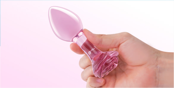 Pink Roses Glass Butt Plug Training Set